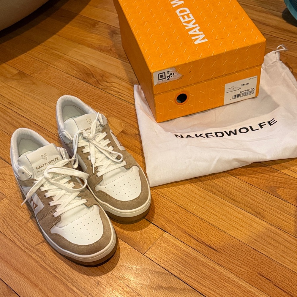 Naked Wolfe White and Tan Sneakers - Picture 3 of 10